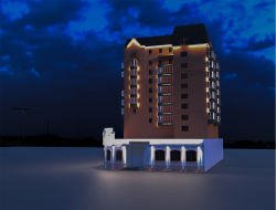 Визуализация подсветки здания Библиотеки. Домодедово, Московская область